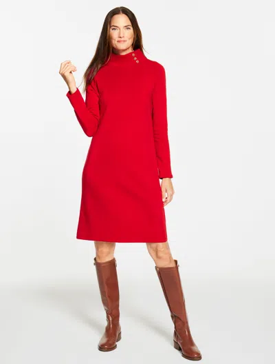 Talbots Fleece Side Button Turtleneck Dress - Red - Xl