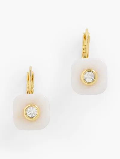 Talbots Floating Geo Stone Drop Earrings - White/gold - 001  In White,gold