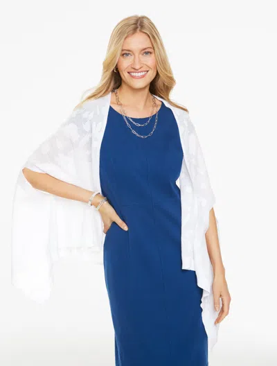 Talbots Floral Jacquard Travel Wrap - White - M/l