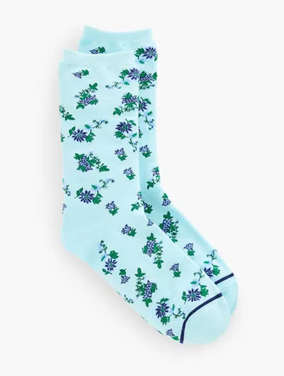 Talbots Floral Spring Trouser Socks - Blue Ice - 001