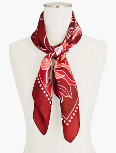 Talbots Floral Swirls Square Scarf - Deep Burgundy - 001