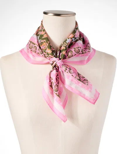 Talbots Floral Vines Square Scarf - Olive Leaf - 001  In Green