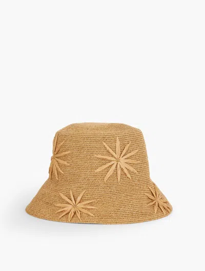 Talbots Flower Embroidered Straw Hat - Natural - 001  In Natural Straw