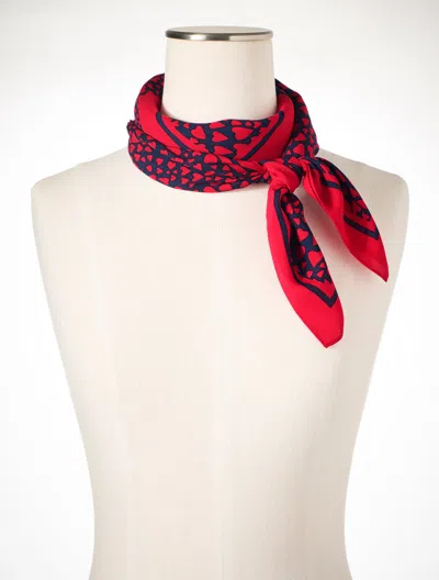 Talbots Flowing Hearts Square Scarf - Blue - 001  In Pink