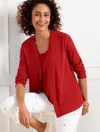 Talbots Flyaway Linen Cardigan Sweater - Bright Apple - Large