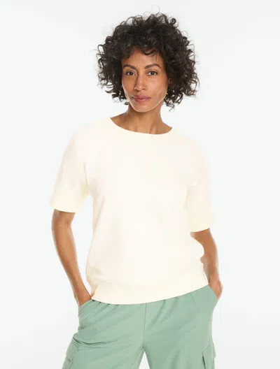 Talbots French Terry Crewneck Sweater Pullover - Ivory - Xs  In Neutral