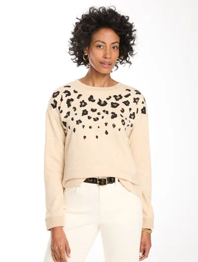 Talbots French Terry Sweatshirt - Modern Leopard - Biscotti Heather - Xs  In Neutral