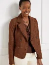 Talbots Plus Size - Fringe Tweed Cropped Jacket - Dark Walnut - 24  In Dark Walnut