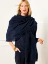 Talbots Fringe Wool Wrap - Blue - 001
