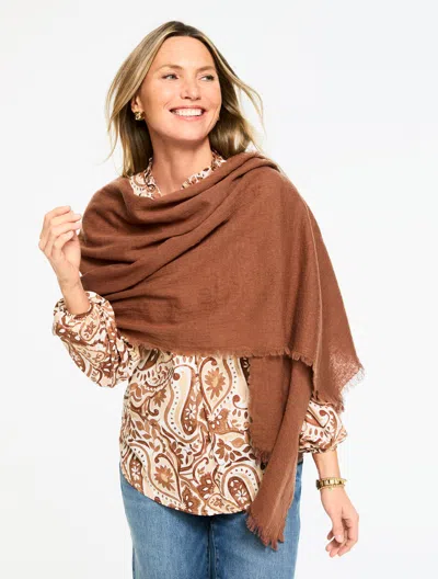 Talbots Fringe Wool Wrap - Jasper - 001  In Brown