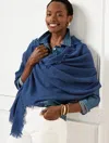 Talbots Fringe Wool Wrap - Navy Blue Dusk - 001