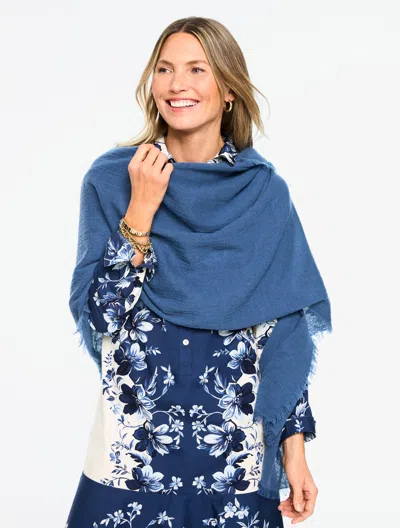 Talbots Fringe Wool Wrap - Navy Blue Dusk - 001