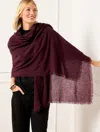 Talbots Fringe Wool Wrap - Rich Burgundy - 001