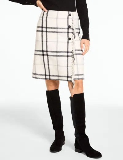 Talbots Fringe Wrap Skirt - Windowpane - Ivory/black - 2  In Multi
