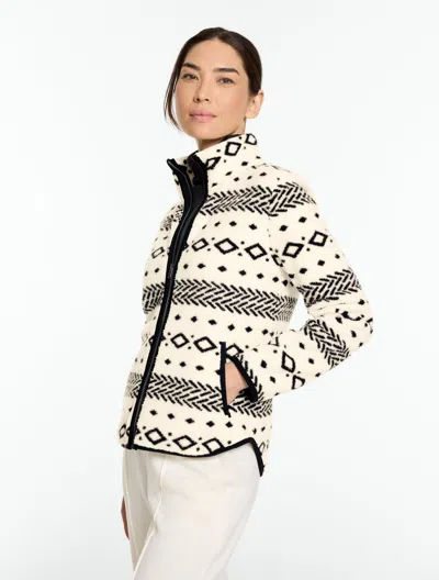 Talbots Full-zip Jacket - Thrilling Fair Isle - Ivory/black - Xs  In Multi