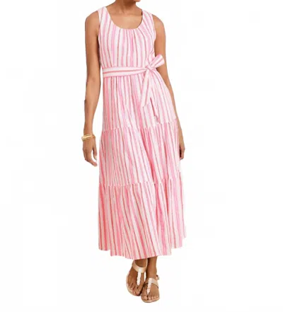 Talbots Gauze Maxi Dress In Pink/white