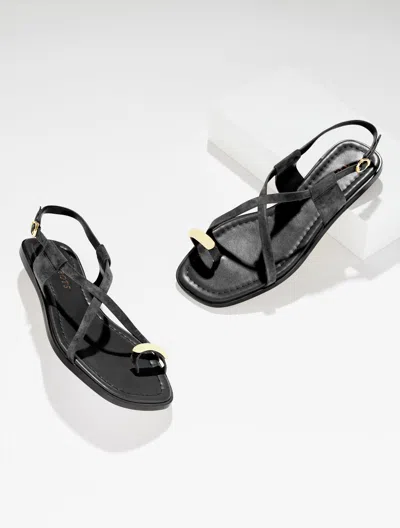 Talbots Gena Ring Suede Sandal - Black - 11m