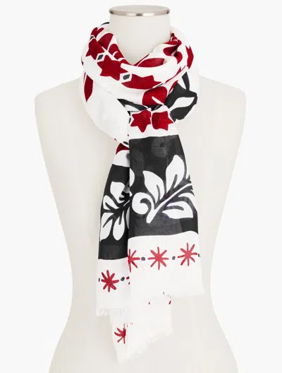 Talbots Geometric Palm Oblong Scarf - Black - 001