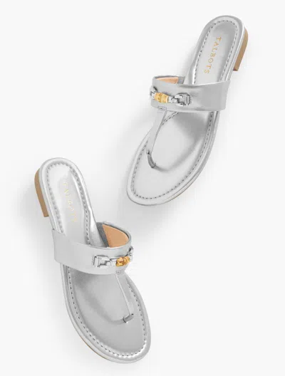 Talbots Gia Bamboo Metallic Thong Sandals - Silver - 8m