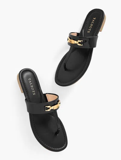 Talbots Gia Bamboo Thong Sandals - Black - 11m