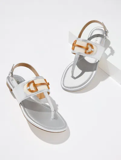 Talbots Gia Bit Metallic Nappa Thong Sandals - Silver - 10 1/2 M
