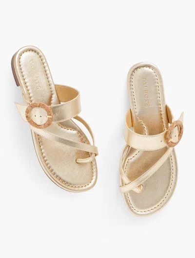 Talbots Gia Buckle Leather Sandals - Metallic - Gold - 10m