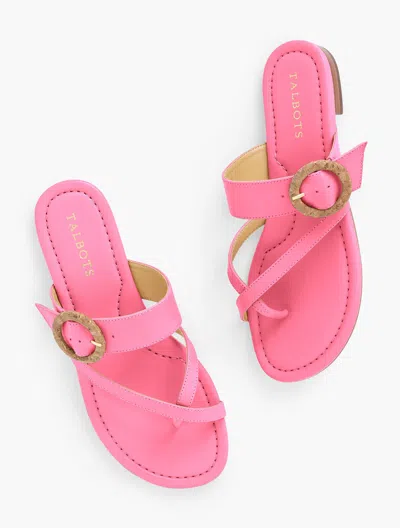 Talbots Gia Buckle Soft Nappa Leather Sandals - Aurora Pink - 11m