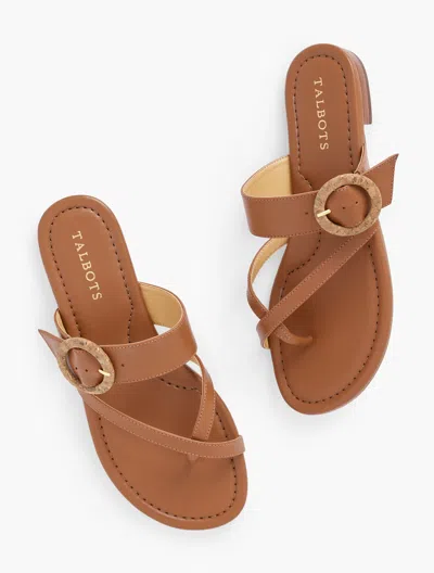 Talbots Gia Buckle Soft Nappa Leather Sandals - Havana Tan - 10m