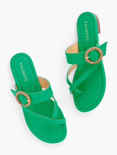 Talbots Gia Buckle Soft Nappa Leather Sandals - Simply Green - 6m