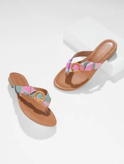 Talbots Gia Buckle Thong Sandals - Modern Madras - Strawberry Ice - 7m  In Pink