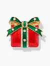 Talbots Gift Box Brooch - Lush Green/gold - 001