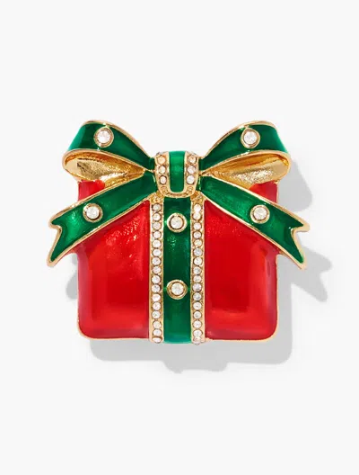 Talbots Gift Box Brooch - Lush Green/gold - 001