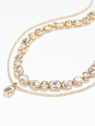 Talbots Glamorous Layer Necklace - Crystal/gold - 001  In Crystal,gold