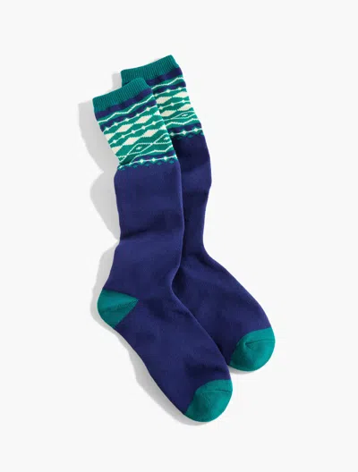 Talbots Glowing Fair Isle Boot Socks - Blue - 001