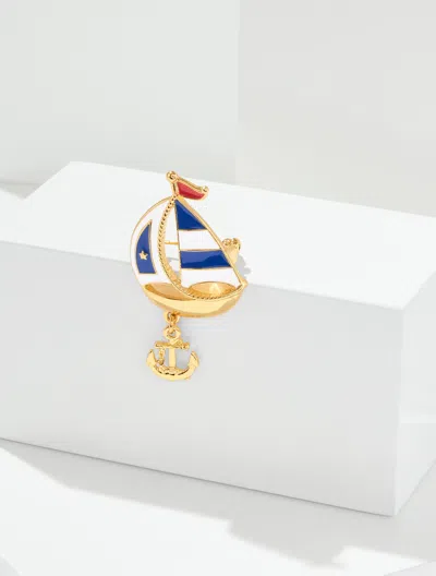 Talbots Gone Sailing Brooch - Catalina Blue/gold - 001
