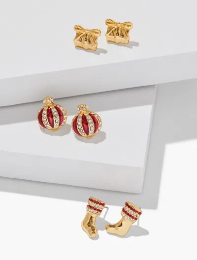 Talbots Good Tidings Stud Earring Set - Port Wine/gold - 001