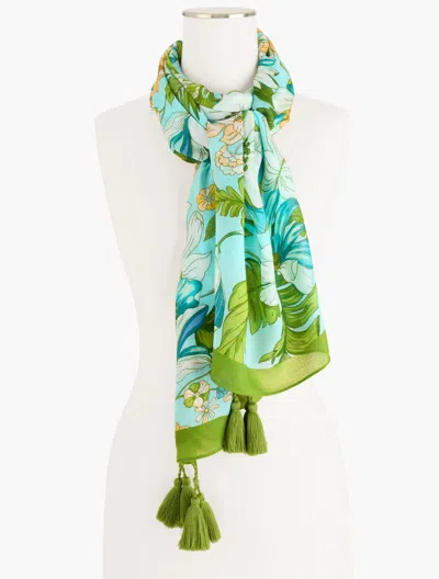 Talbots Gorgeous Botanical Oblong Scarf - Vivid Turquoise - 001