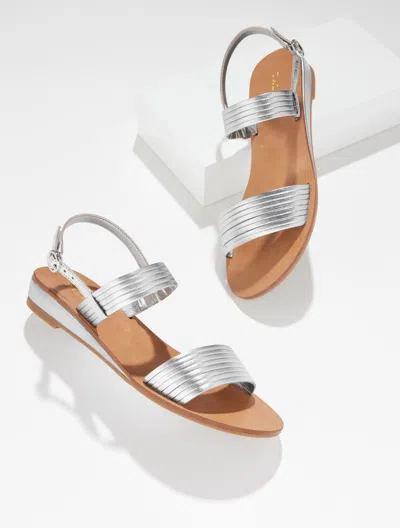 Talbots Gracelyn Metallic Nappa Wedge Sandals - Silver - 10 1/2 M