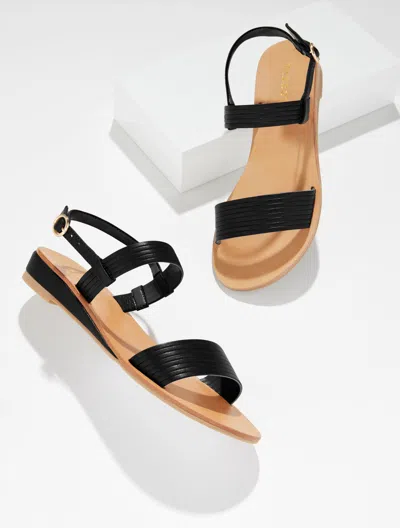 Talbots Gracelyn Nappa Wedge Sandals - Black - 9 1/2 M