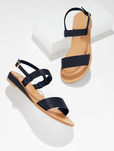 Talbots Gracelyn Nappa Wedge Sandals - Blue - 10 1/2 M