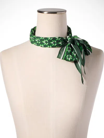 Talbots Graphic Leaves Diamond Scarf - Balsam - 001