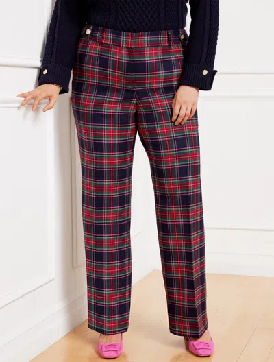 Talbots Greenwich Wide Leg Pants - Dashing Plaid - Indigo - 22