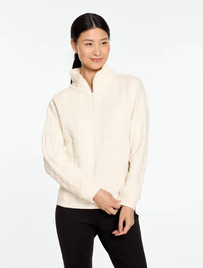 Talbots Half-zip Pullover Sweater - Tonal Houndstooth - Ivory - Xs