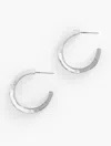 Talbots Hammered Hoop Earrings - Shiny Silver - 001