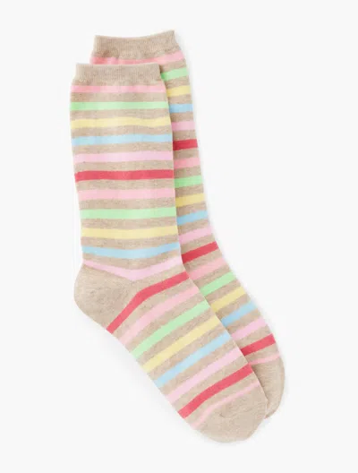 Talbots Happy Stripe Trouser Socks - Light Brown - 001
