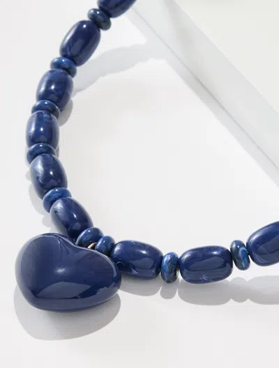 Talbots Harvest Heart Necklace - Blue/gold - 001  In Blue,gold