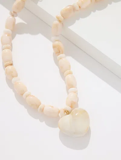 Talbots Harvest Heart Necklace - Ivory/gold - 001  In Ivory,gold