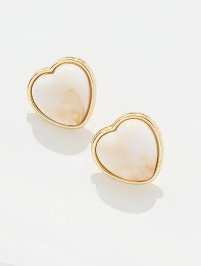 Talbots Harvest Hearts Stud Earrings - Ivory / Gold - 001  In Ivory,gold