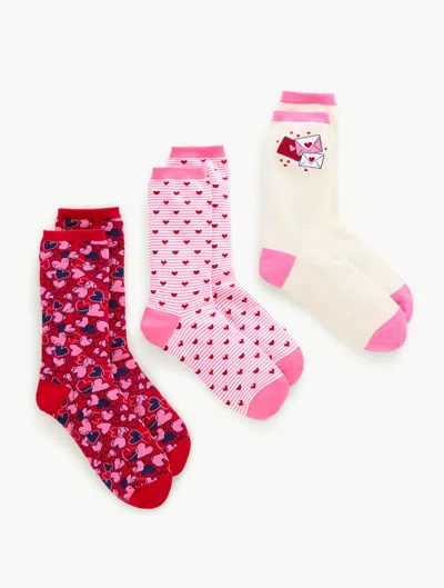 Talbots Heart Trouser Socks 3 Pack Gift Set - Pink Rouge - 001