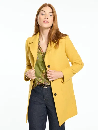 Talbots Herringbone Wool Blend Coat - Amber Gold - Xs